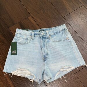Distressed Light Blue Jean Shorts